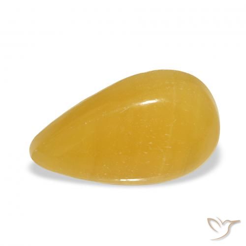 10.61ct طبيعي برتقالى-ذهبى الكالسيت, شكل الكمثرى, نصف شفاف