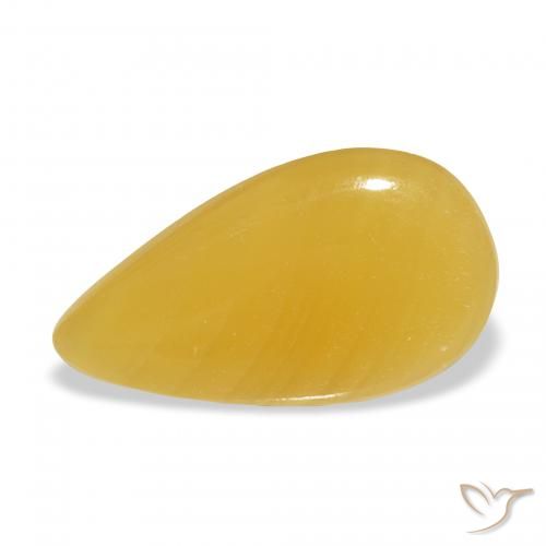 9.31ct طبيعي برتقالى-ذهبى الكالسيت, شكل الكمثرى, نصف شفاف