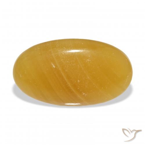 40.55ct طبيعي برتقالى-ذهبى الكالسيت, بيضوي, نصف شفاف