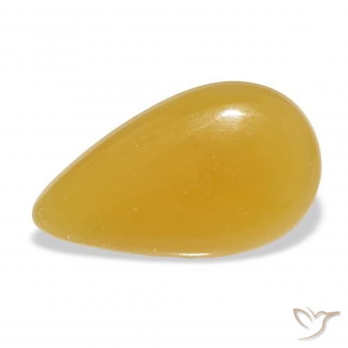 15.89ct طبيعي برتقالى-ذهبى الكالسيت, شكل الكمثرى, نصف شفاف