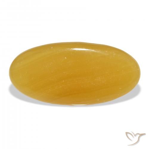 46.77ct طبيعي برتقالى-ذهبى الكالسيت, بيضوي, نصف شفاف