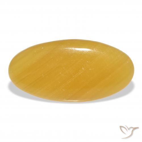 33.36ct طبيعي برتقالى-ذهبى الكالسيت, بيضوي, نصف شفاف