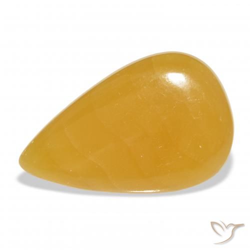 44.63ct طبيعي برتقالى-ذهبى الكالسيت, شكل الكمثرى, نصف شفاف, Photo A