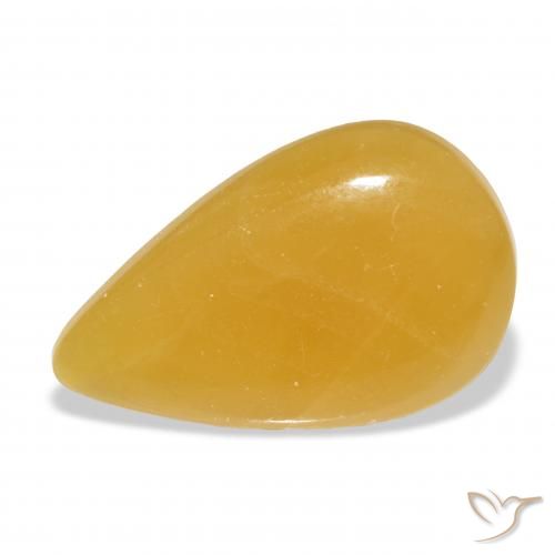 26.71ct طبيعي برتقالى-ذهبى الكالسيت, شكل الكمثرى, نصف شفاف, Photo A