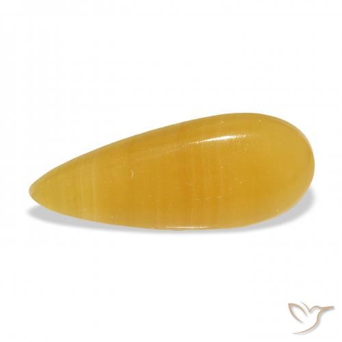 19.07ct طبيعي برتقالى-ذهبى الكالسيت, شكل الكمثرى, غير شفاف