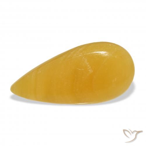 21.10ct طبيعي برتقالى-ذهبى الكالسيت, شكل الكمثرى, نصف شفاف