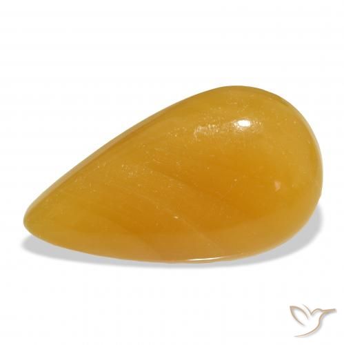 58.56ct طبيعي برتقالى-ذهبى الكالسيت, شكل الكمثرى, نصف شفاف