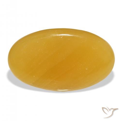 46.33ct طبيعي برتقالى-ذهبى الكالسيت, بيضوي, نصف شفاف