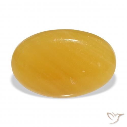 29.48ct طبيعي برتقالى-ذهبى الكالسيت, بيضوي, نصف شفاف