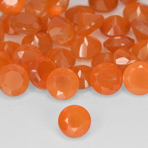 كارنيليان برتقالى مشمشى دافئ طبيعي، دائري، 0.25 قيراط، نصف شفاف