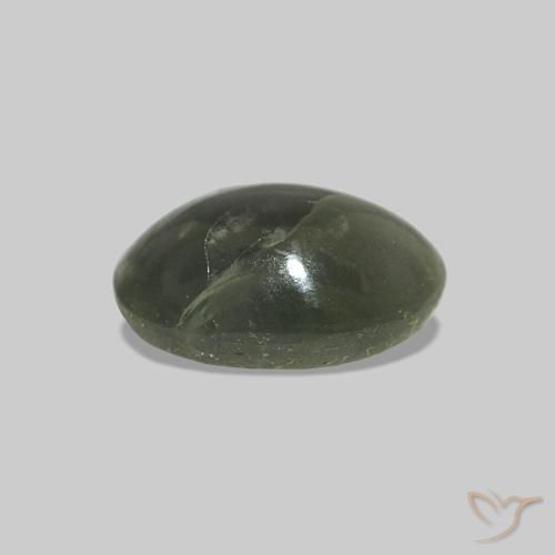 Cat's Eye Alexandrite أخضر طحلبى طبيعي، بيضوي، 0.69 قيراط، غير شفاف