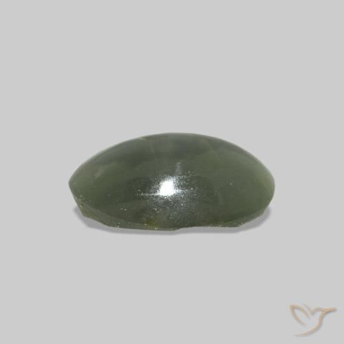 Cat's Eye Alexandrite أخضر رمادى طبيعي، بيضوي، 0.50 قيراط، شفاف
