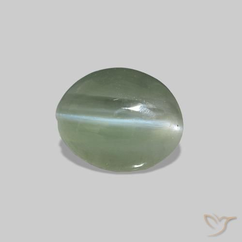 Cat's Eye Alexandrite أخضر متوسط طبيعي، بيضوي، 0.62 قيراط، غير شفاف
