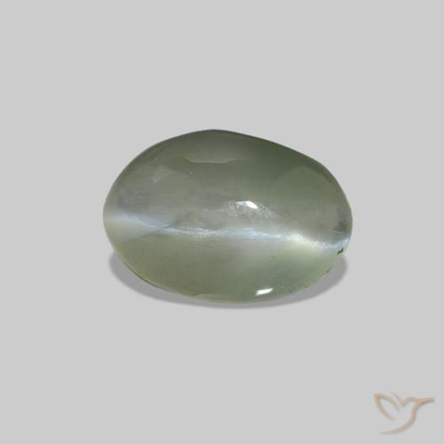 Cat's Eye Alexandrite أخضر رمادى طبيعي، بيضوي، 0.93 قيراط، غير شفاف