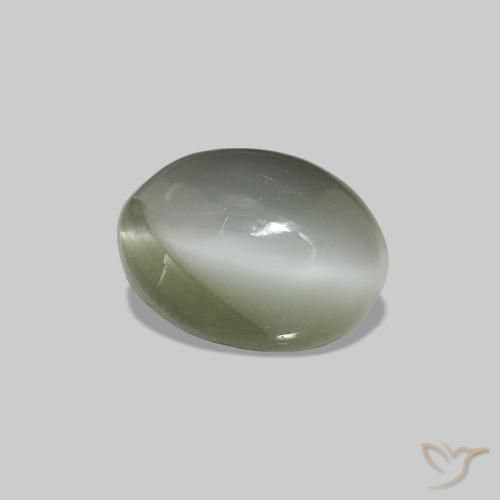 Cat's Eye Alexandrite أخضر رمادى طبيعي، بيضوي، 0.61 قيراط، غير شفاف