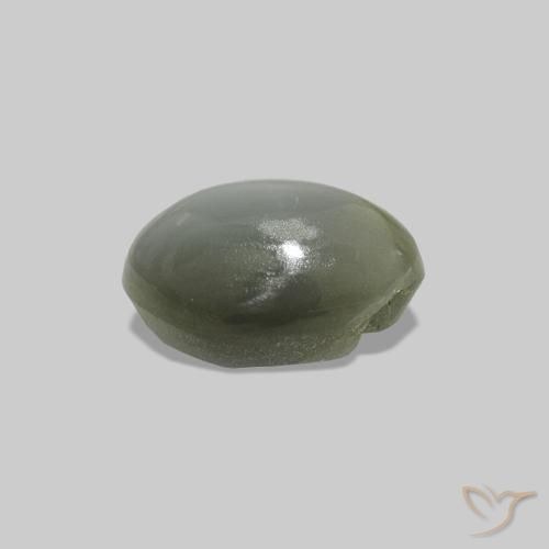 Cat's Eye Alexandrite أخضر رمادى طبيعي، بيضوي، 0.61 قيراط، غير شفاف