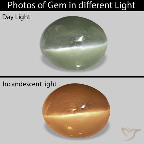 Cat's Eye Alexandrite أخضر رمادى طبيعي، بيضوي، 0.70 قيراط، غير شفاف