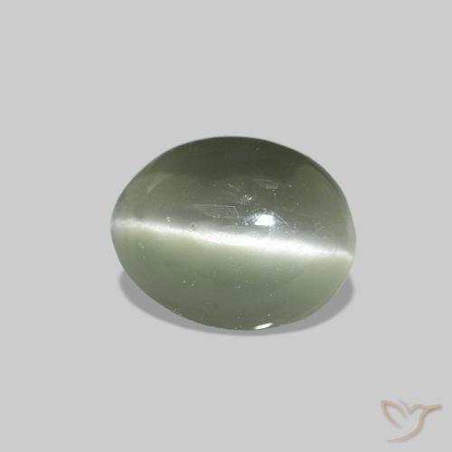 Cat's Eye Alexandrite أخضر رمادى طبيعي، بيضوي، 0.49 قيراط، غير شفاف
