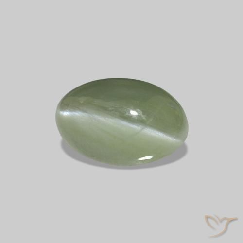 Cat's Eye Alexandrite أخضر رمادى طبيعي، بيضوي، 0.69 قيراط، غير شفاف