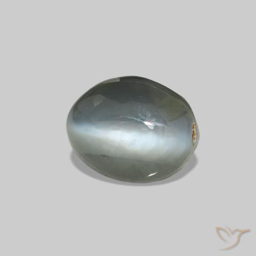 Cat's Eye Alexandrite رمادى مخضر-باهت طبيعي، بيضوي، 0.64 قيراط، غير شفاف