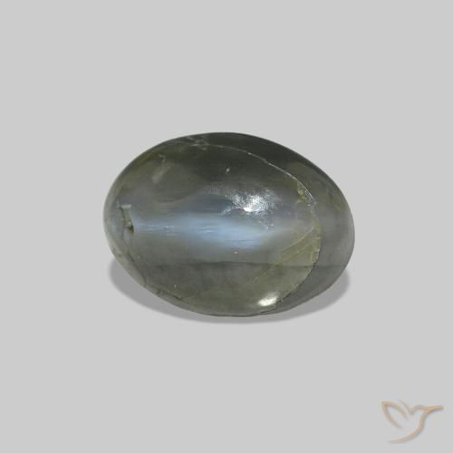 Cat's Eye Alexandrite رمادى مخضر-باهت طبيعي، بيضوي، 0.52 قيراط، غير شفاف