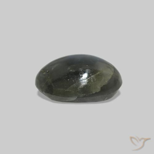 Cat's Eye Alexandrite رمادى مخضر-باهت طبيعي، بيضوي، 0.52 قيراط، غير شفاف