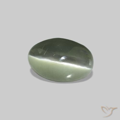 Cat's Eye Alexandrite أخضر رمادى طبيعي، بيضوي، 0.73 قيراط، غير شفاف