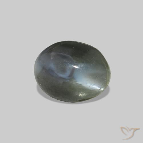 Cat's Eye Alexandrite رمادى مخضر-باهت طبيعي، بيضوي، 1.00 قيراط، غير شفاف