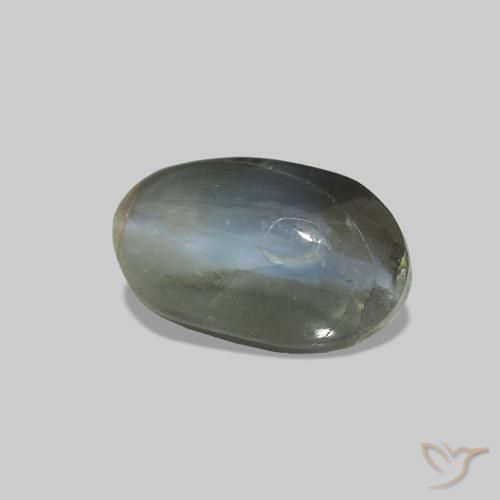 Cat's Eye Alexandrite رمادى مخضر-باهت طبيعي، بيضوي، 1.25 قيراط، غير شفاف
