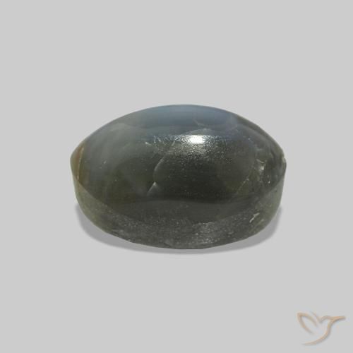Cat's Eye Alexandrite رمادى مخضر-باهت طبيعي، بيضوي، 1.25 قيراط، غير شفاف