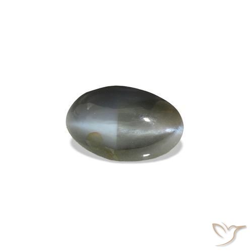 Cat's Eye Alexandrite رمادى مخضر-باهت طبيعي، بيضوي، 0.51 قيراط، غير شفاف