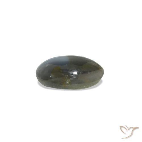 Cat's Eye Alexandrite رمادى مخضر-باهت طبيعي، بيضوي، 0.51 قيراط، غير شفاف