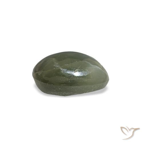 Cat's Eye Alexandrite طبيعي بلون رمادى متوسط، وزن ‎0.49‎ قيراط، شكل بيضاوى، مقاس ‎5.3x3.7‎ مم