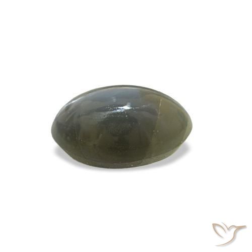 Cat's Eye Alexandrite طبيعي بلون أخضر رمادى، وزن ‎0.51‎ قيراط، شكل بيضاوى، مقاس ‎5.5x3.7‎ مم