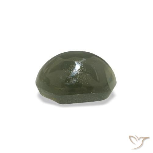 Cat's Eye Alexandrite طبيعي بلون أخضر رمادى، وزن ‎0.53‎ قيراط، شكل بيضاوى، مقاس ‎5.2x3.6‎ مم