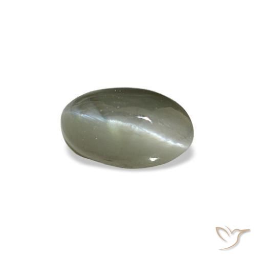 Cat's Eye Alexandrite طبيعي بلون أخضر متوسط، وزن ‎0.50‎ قيراط، شكل بيضاوى، مقاس ‎5.4x3.1‎ مم