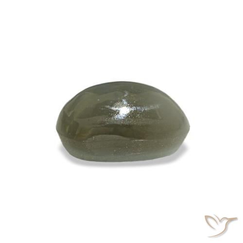 Cat's Eye Alexandrite طبيعي بلون أخضر متوسط، وزن ‎0.50‎ قيراط، شكل بيضاوى، مقاس ‎5.4x3.1‎ مم