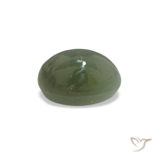 Cat's Eye Alexandrite طبيعي بلون أخضر متوسط، وزن ‎0.54‎ قيراط، شكل بيضاوى، مقاس ‎5x3.8‎ مم
