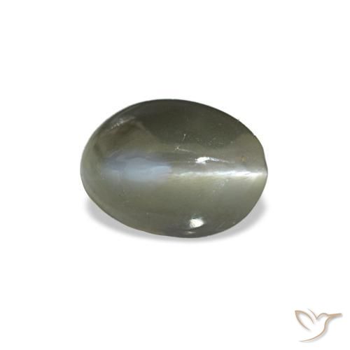 Cat's Eye Alexandrite طبيعي بلون أخضر متوسط، وزن ‎0.54‎ قيراط، شكل بيضاوى، مقاس ‎5.3x3.9‎ مم