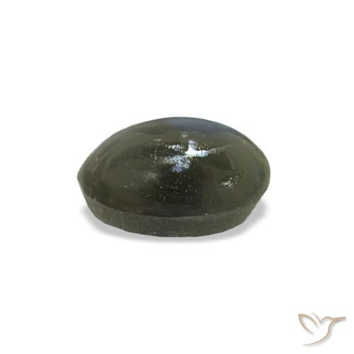 Cat's Eye Alexandrite طبيعي بلون أخضر متوسط، وزن ‎0.54‎ قيراط، شكل بيضاوى، مقاس ‎5.3x3.9‎ مم