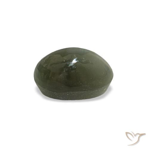 Cat's Eye Alexandrite طبيعي بلون أخضر متوسط، وزن ‎0.49‎ قيراط، شكل بيضاوى، مقاس ‎4.9x3.4‎ مم