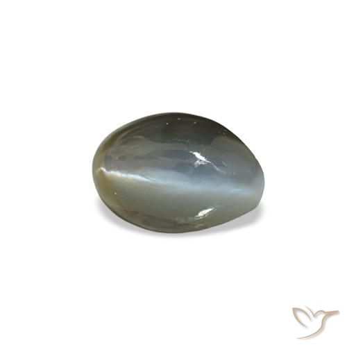 Cat's Eye Alexandrite طبيعي بلون أخضر رمادى، وزن ‎0.52‎ قيراط، شكل بيضاوى، مقاس ‎5x3.4‎ مم
