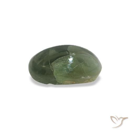 Cat's Eye Alexandrite طبيعي بلون أخضر متوسط، وزن ‎0.44‎ قيراط، شكل بيضاوى، مقاس ‎5.2x3.7‎ مم
