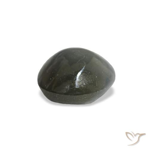 Cat's Eye Alexandrite طبيعي بلون رمادى داكن، وزن ‎0.51‎ قيراط، شكل بيضاوى، مقاس ‎4.6x4.4‎ مم