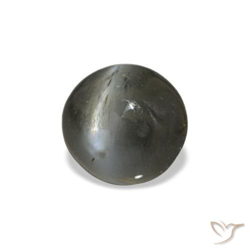 Cat's Eye Alexandrite طبيعي بلون رمادى داكن، وزن ‎0.47‎ قيراط، شكل بيضاوى، مقاس ‎4.7x4.4‎ مم