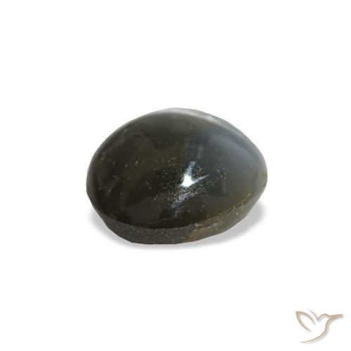 Cat's Eye Alexandrite طبيعي بلون رمادى داكن، وزن ‎0.47‎ قيراط، شكل بيضاوى، مقاس ‎4.7x4.4‎ مم