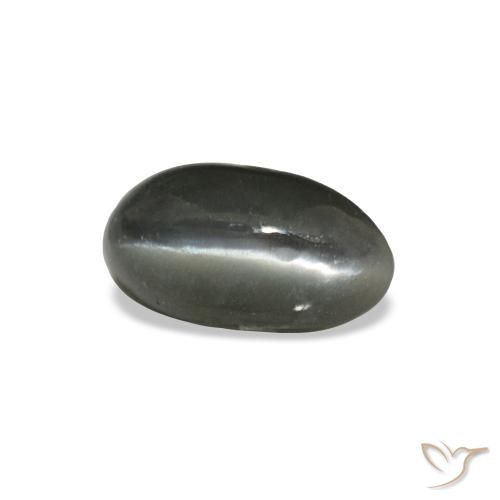 Cat's Eye Alexandrite طبيعي بلون رمادى فولاذى، وزن ‎0.45‎ قيراط، شكل بيضاوى، مقاس ‎5.1x2.8‎ مم