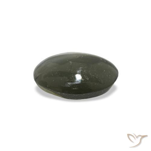 Cat's Eye Alexandrite طبيعي بلون رمادى فولاذى، وزن ‎0.42‎ قيراط، شكل بيضاوى، مقاس ‎5.2x3.9‎ مم