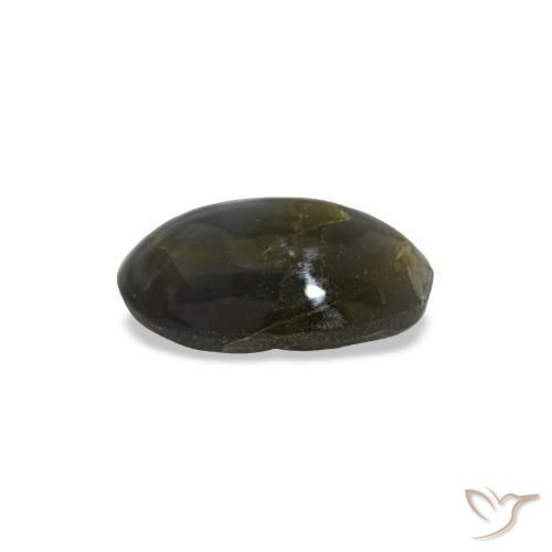 Cat's Eye Alexandrite طبيعي بلون رمادى فولاذى، وزن ‎0.48‎ قيراط، شكل بيضاوى، مقاس ‎5.6x4.2‎ مم