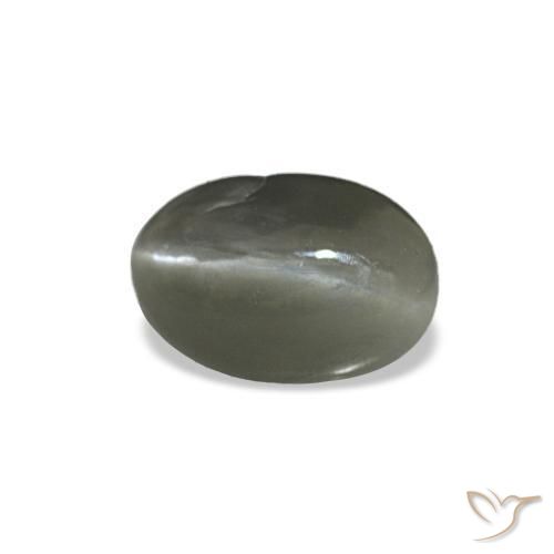 Cat's Eye Alexandrite طبيعي بلون رمادى متوسط، وزن ‎0.35‎ قيراط، شكل بيضاوى، مقاس ‎5.2x3.5‎ مم